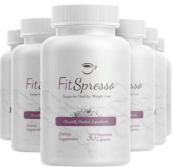FitSpresso® official supplement bottle — 30 vegetable capsules, clinically studied ingredients, supports healthy weight loss, made in USA